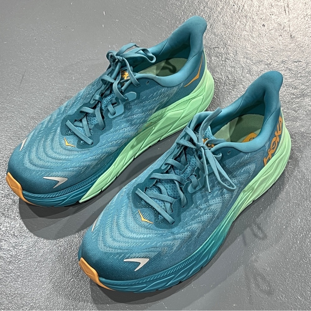 HOKA Arahi 6 Men’s 11.5D Ocean Mist - Lime Glow - Stability Shoe